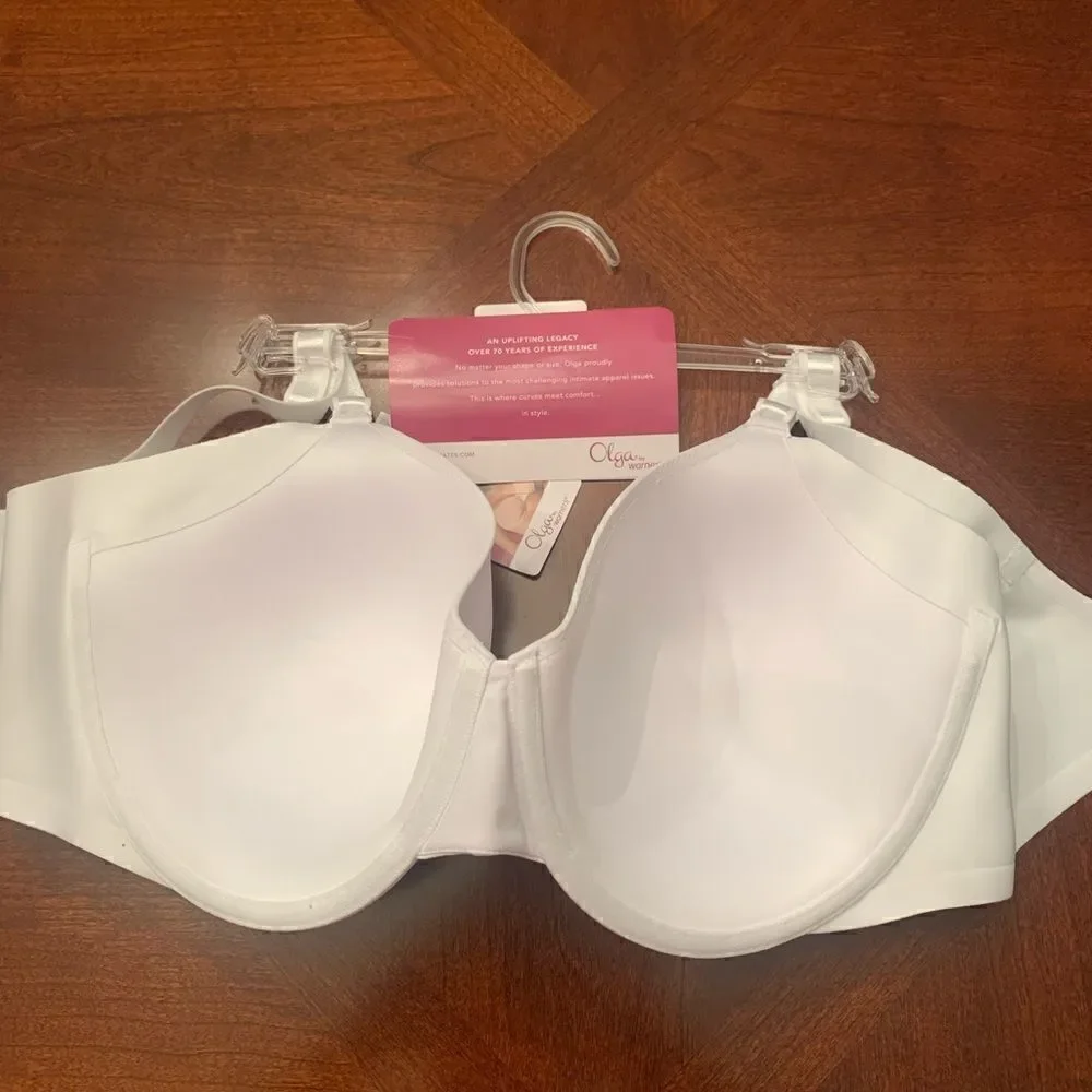 ❤️Olga Women’s no side effects underwire contour lightweight white bra 40D, NWT
